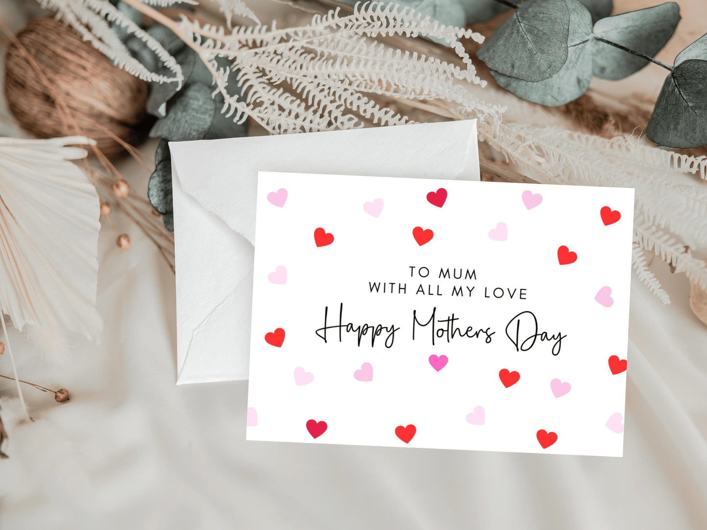 To My Mum With All My Love Happy Mothers Day Card/ Personalised Happy Mothers Day Greeting Card/ I Love You/ Mothers Day Gift for Mum