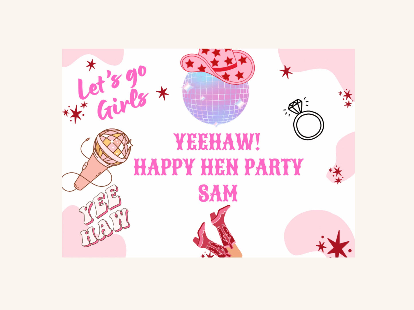 Yeehaw Happy Hen Party Mini Prosecco Bottle Label/ Last Rodeo Personalised Bridal Shower/ Let's Go Girls Nashville/ Nash Bash Country