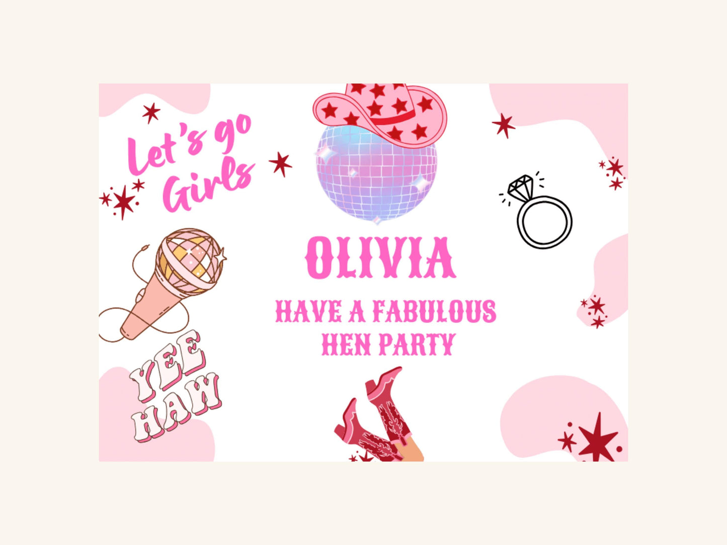 Have a Fabulous Hen Party Mini Prosecco Bottle Label/ Last Rodeo Personalised Bridal Shower/ Let's Go Girls Nashville/ Nash Bash Country