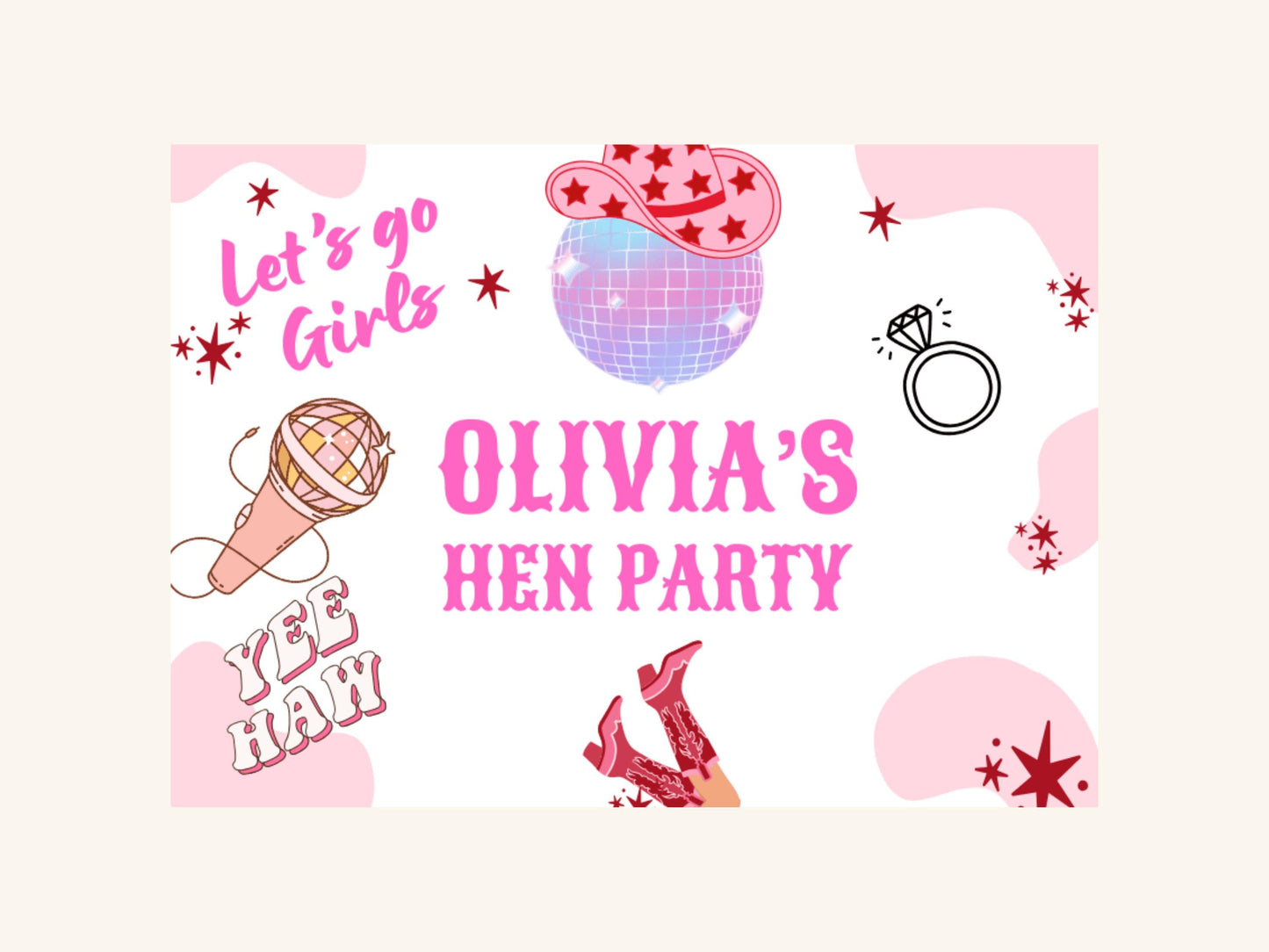 Hen Party Mini Prosecco Wine Bottle Label/ Last Rodeo Personalised Bridal Shower/ Let's Go Girls Nashville/ Nash Bash Country Sticker Decor