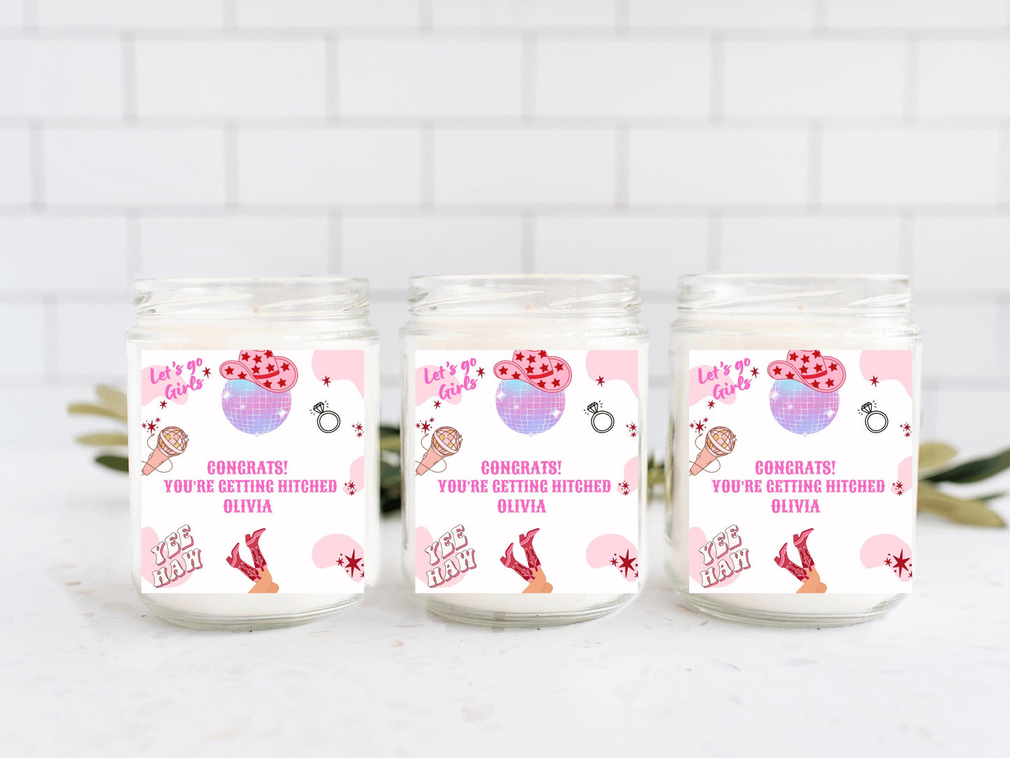 Congrats Youre Getting Married Candle Sticker/ Bachelorette Party Last Rodeo Personalised Bridal Shower Hen Party/ Let's Go Girls Nashville