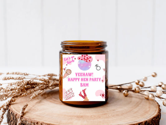 Yeehaw Happy Hen Party Candle Sticker/ Bachelorette Party Last Rodeo Personalised Bridal Shower Hen Party/ Let's Go Girls Nashville Label