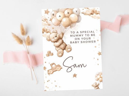 To a Special Mummy to Be on Your Baby Shower Card/ Personalised Baby Shower Gender Reveal/ We Can Bearly Wait Mummy to Be Card