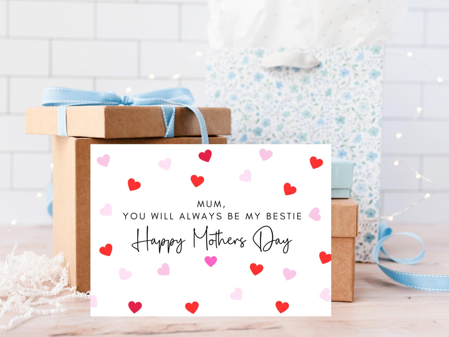 Mum You Will Always Be My Bestie Happy Mothers Day Card/ Personalised Happy Mothers Day Greeting Card/ I Love You/ Mothers Day Gift for Mum