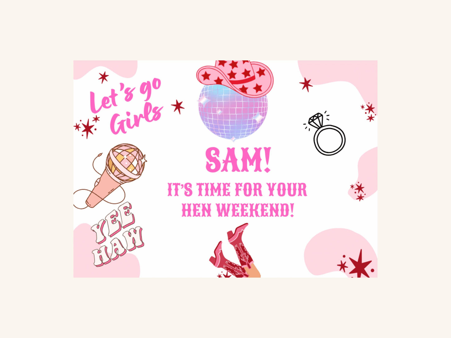 Its Time for Your Hen Weekend Mini Prosecco Bottle Label/ Last Rodeo Personalised Hen Party/ Let's Go Girls Nashville/ Nash Bash Country