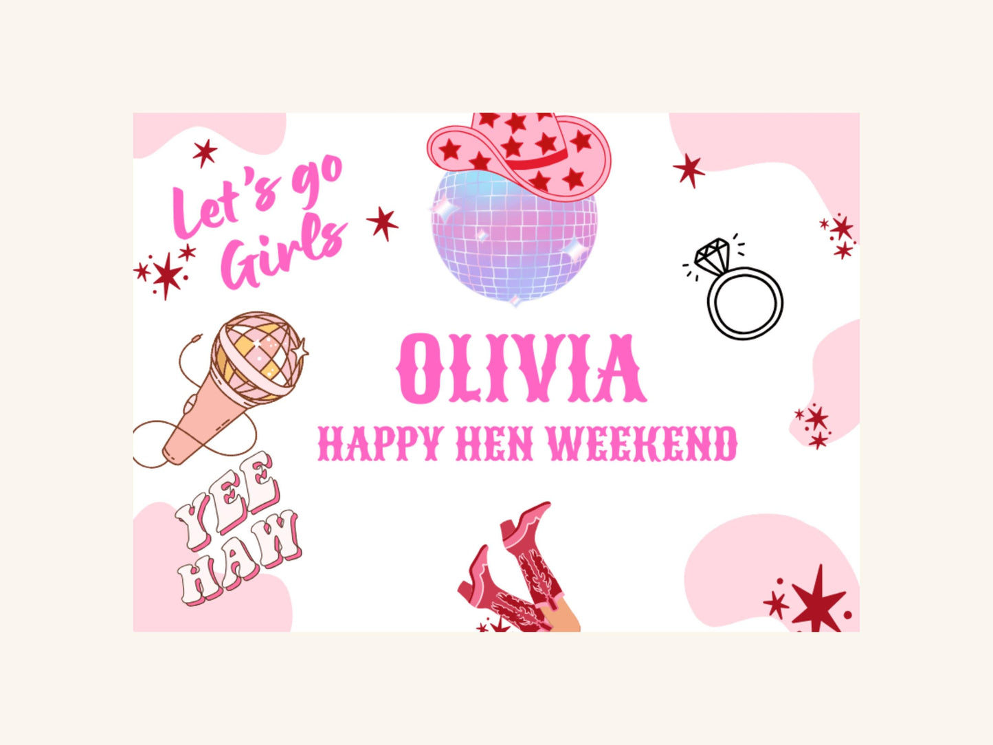 Happy Hen Weekend Mini Prosecco Bottle Label/ Last Rodeo Personalised Bridal Shower/ Let's Go Girls Nashville/ Nash Bash Country