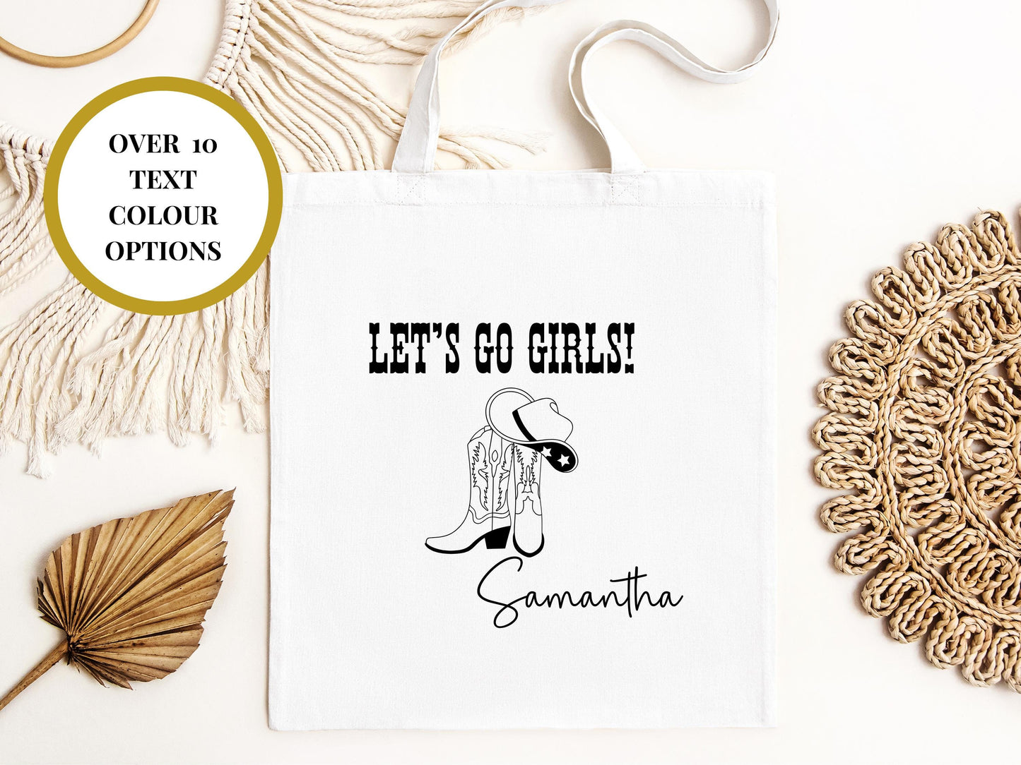 Personalised Lets Go Girls Last Rodeo Theme Hen Party Tote Bag/ Bridal Shower Party/ Howdy Cowgirl Cowboy Boots Western Welcome Gift Bags