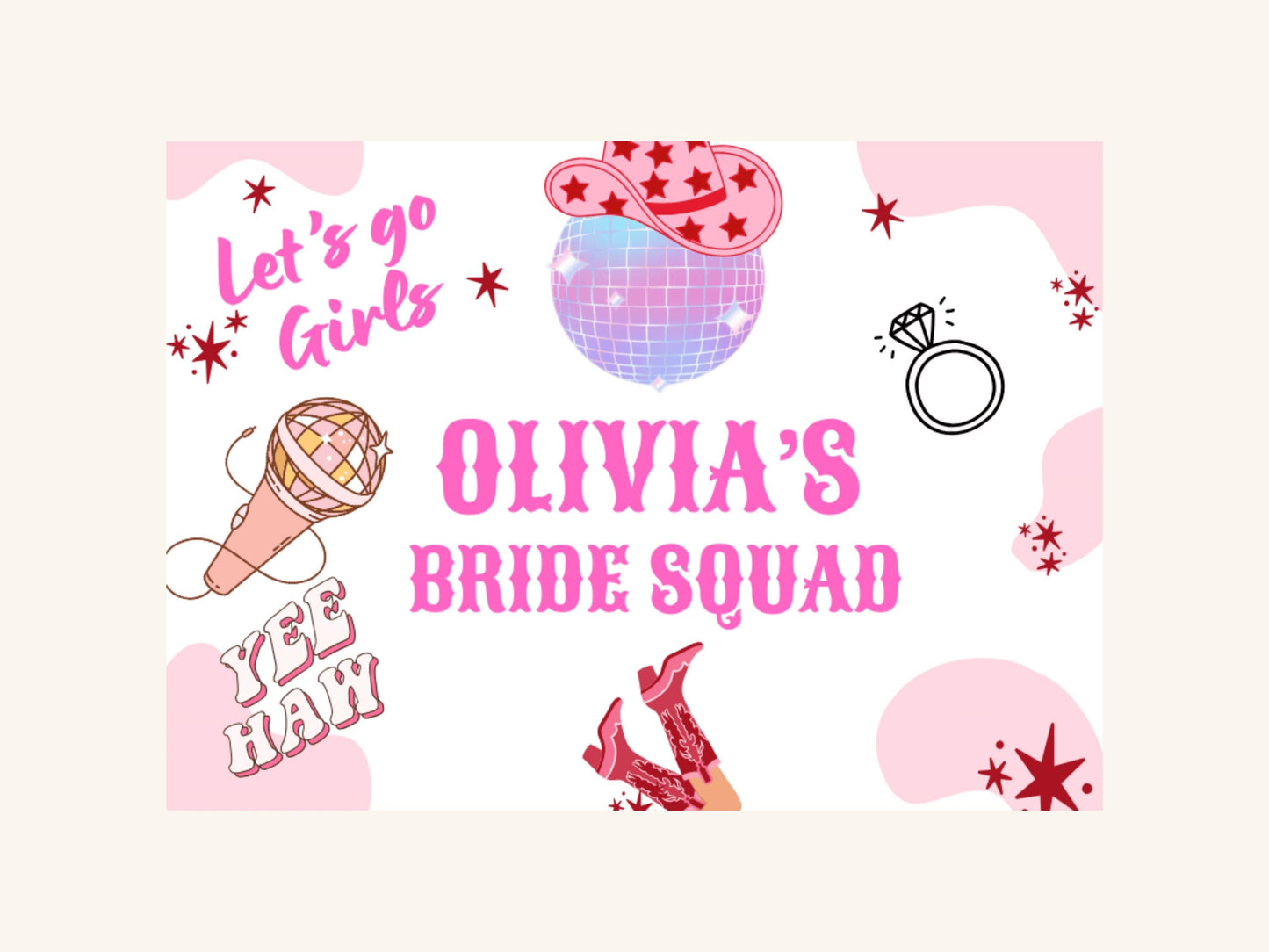 Bride Squad Hen Party Mini Prosecco Bottle Label/ Last Rodeo Personalised Bridal Shower/ Let's Go Girls Nashville/ Nash Bash Country Decor