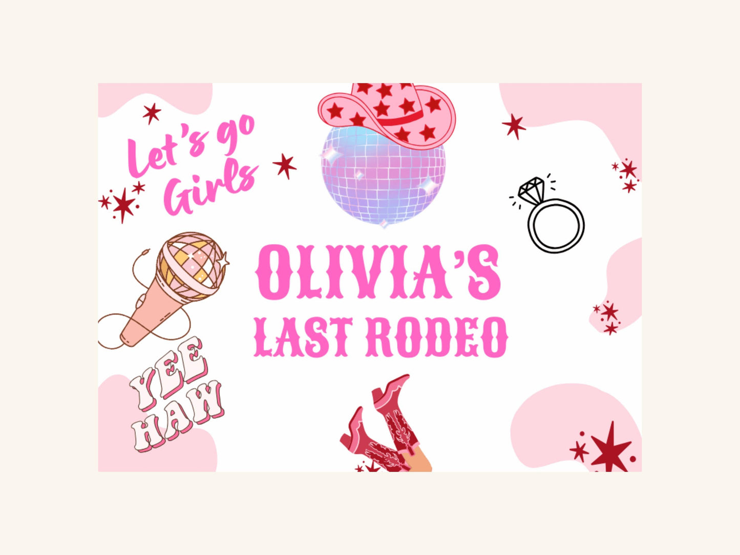 Last Rodeo Hen Party Mini Prosecco Bottle Label/ Last Rodeo Personalised Bridal Shower/ Let's Go Girls Nashville/ Nash Bash Country Decor