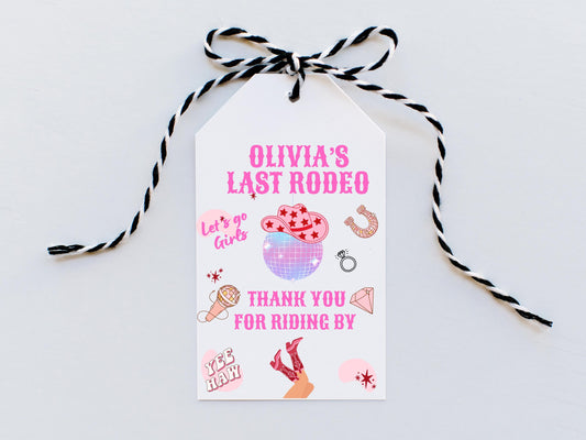 Thank You for Riding By Last Rodeo Hen Party Gift Tag/ Bachelorette Party Personalised Bottle/ Let's Go Girls Nashville Country Cowboy Tag