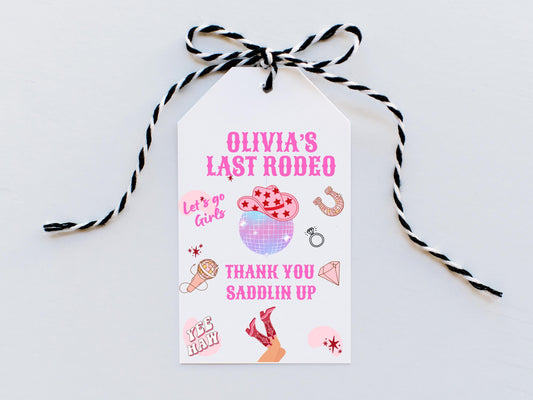 Thank You for Saddlin Up Last Rodeo Hen Party Gift Tag/ Bachelorette Party Personalised Bottle/ Let's Go Girls Nashville Country Cowboy Tag