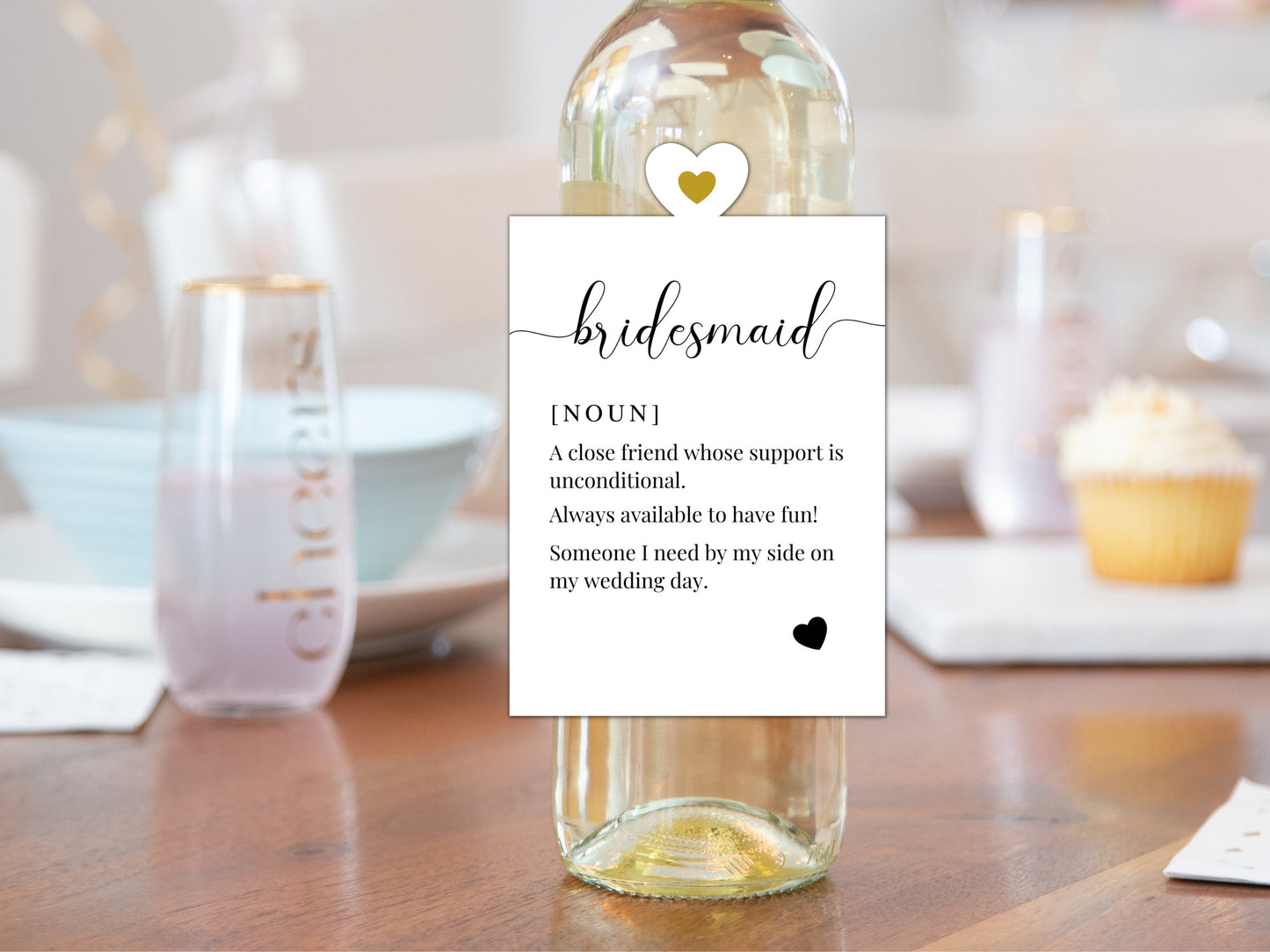 Bridesmaid Definition Wine Bottle Label