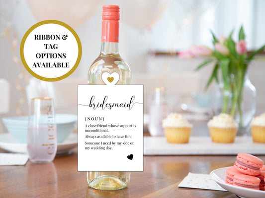 Bridesmaid Definition Wine Bottle Label