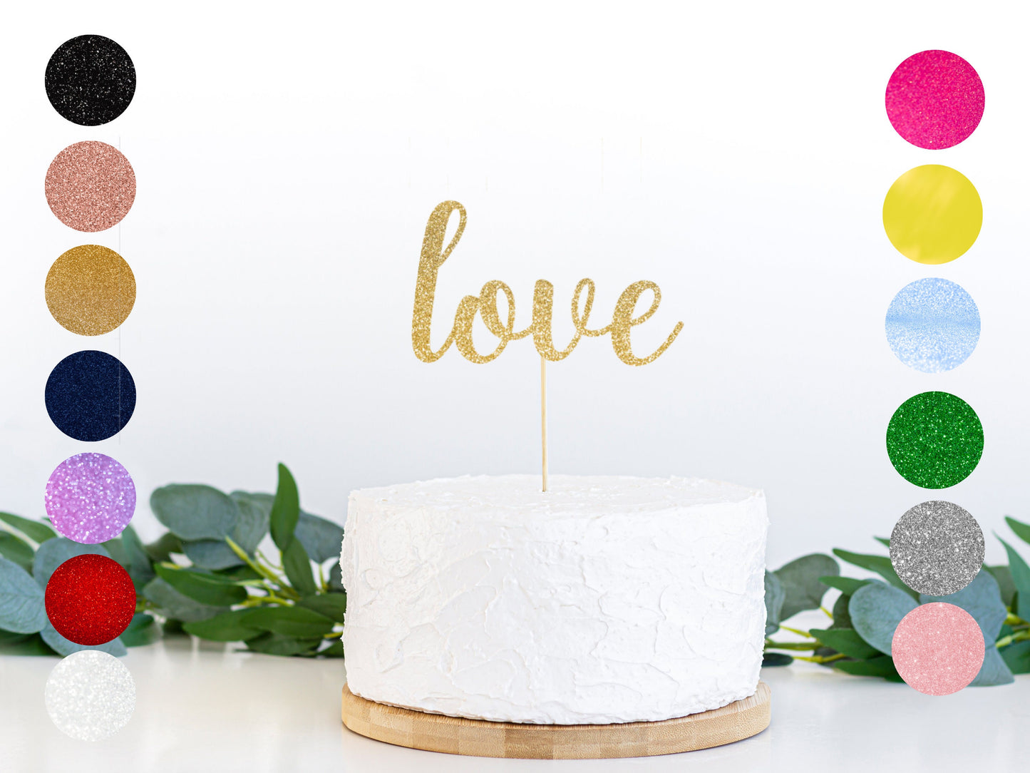 Love Glitter Cake Topper