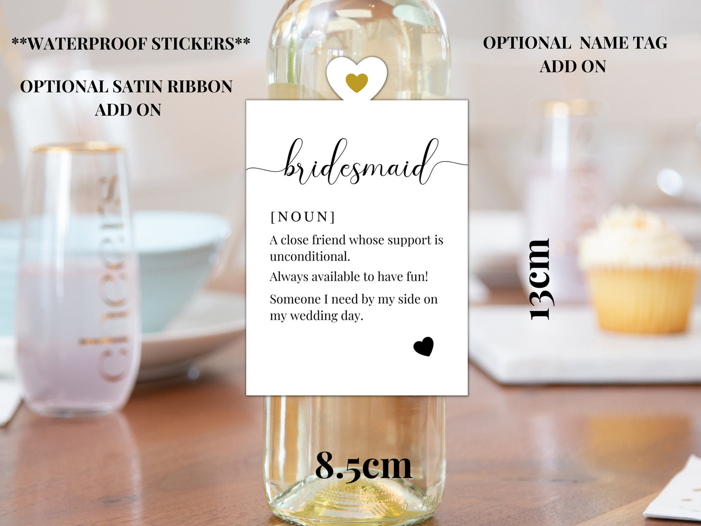 Bridesmaid Definition Wine Bottle Label