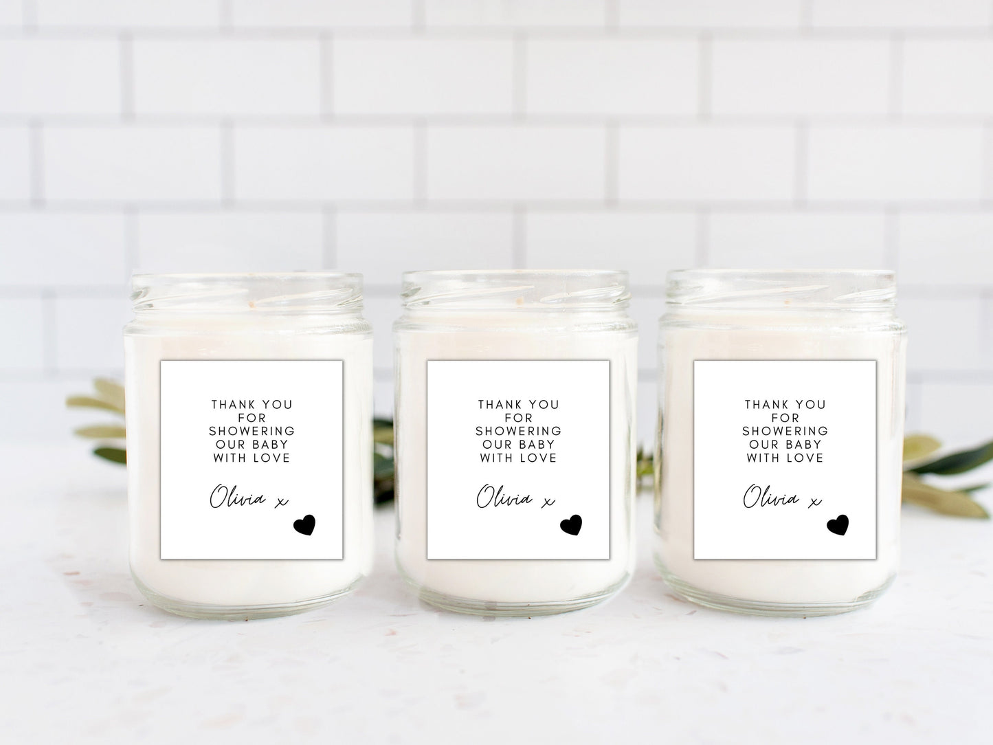 Thank you for Showering Our Baby With Love Candle Label