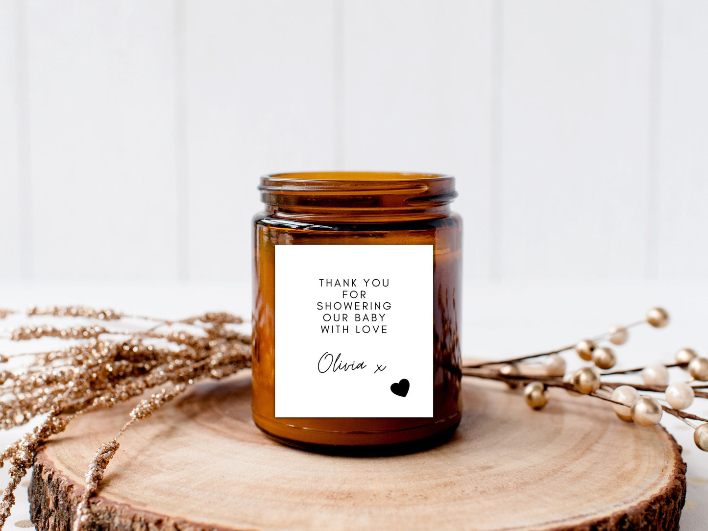 Thank you for Showering Our Baby With Love Candle Label