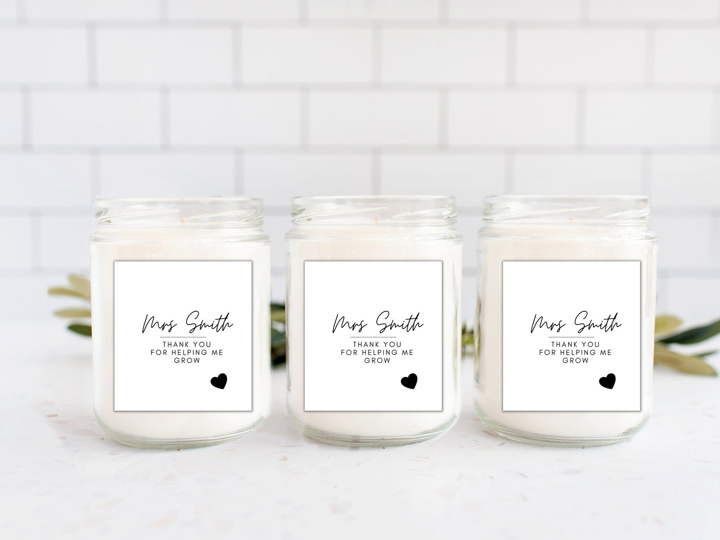 Thank You For Helping Me Grow Candle Label