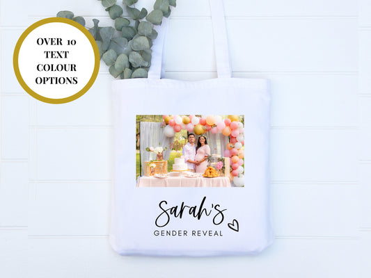 Gender Reveal Photo Gift Tote Bag