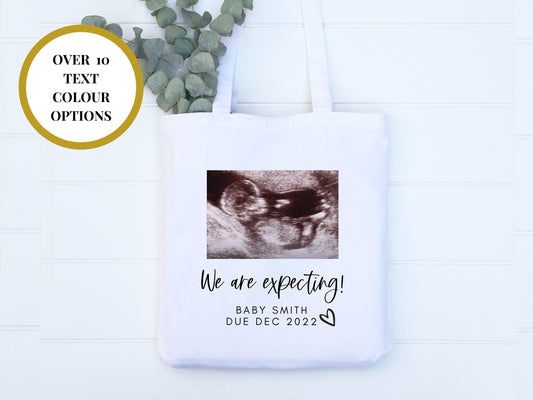 We Are Expecting Pregnancy Announcement Photo Tote Bag