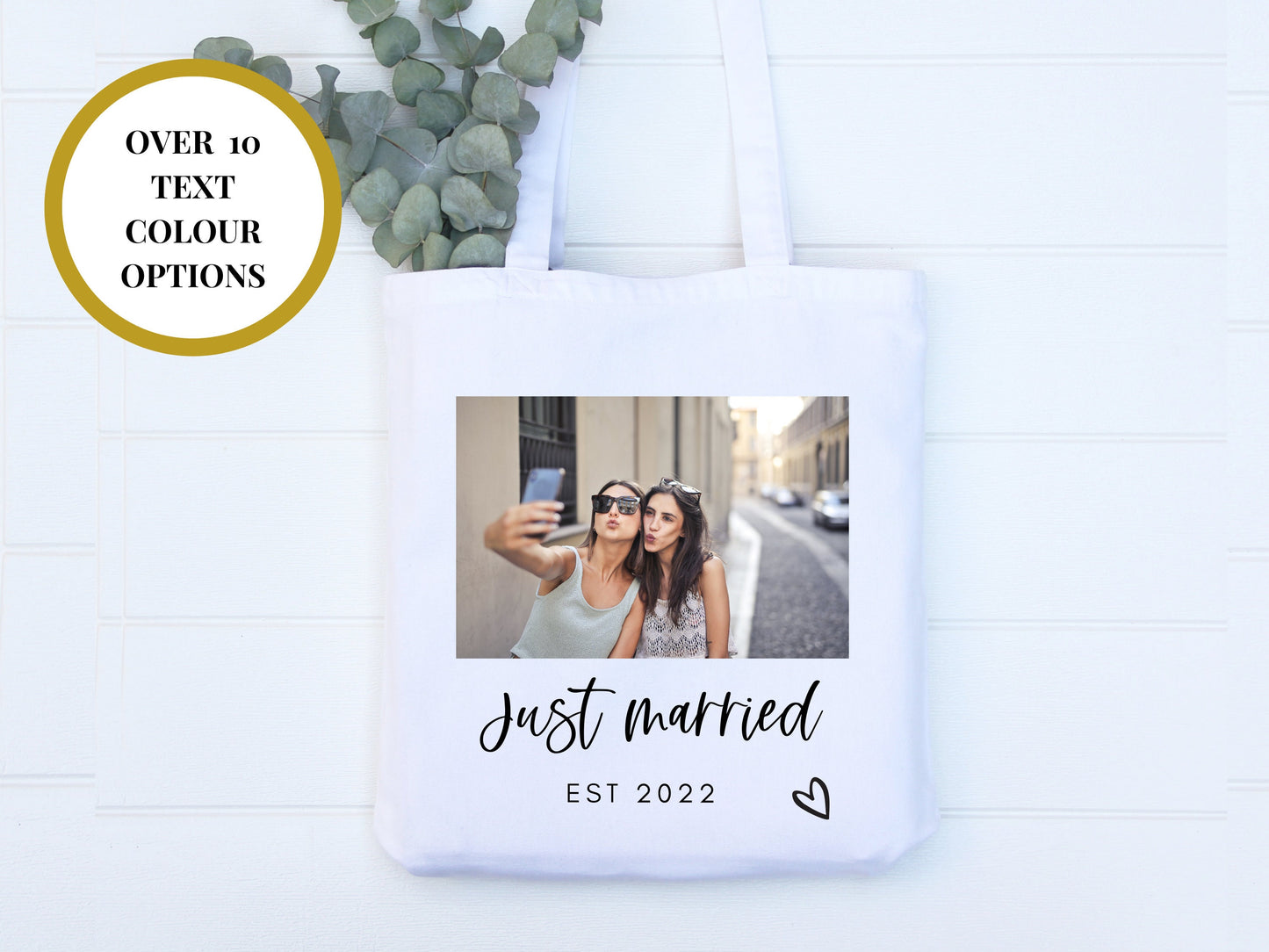 Just Married Wedding Photo Tote Bag